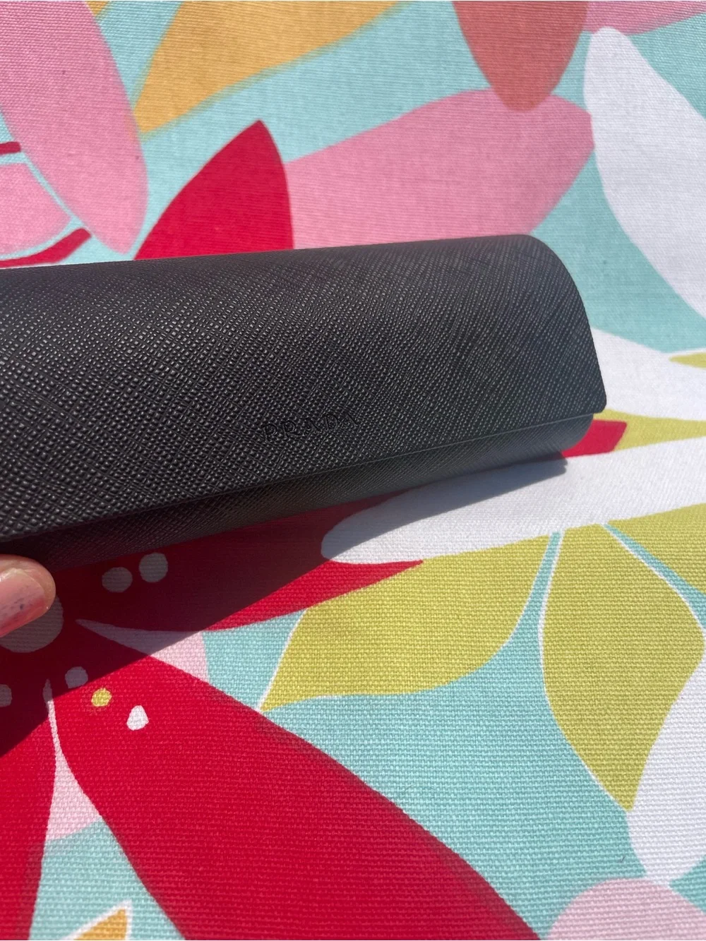 PRADA Black Saffiano Textured Leather Hard Sunglasses Glasses Case UNISEX ?
